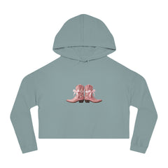 Cropped Hoodie with Pink Cowboy Boots Graphic