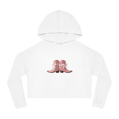 Cropped Hoodie with Pink Cowboy Boots Graphic