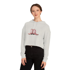 Cropped Hoodie with Pink Cowboy Boots Graphic