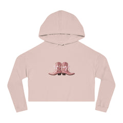 Cropped Hoodie with Pink Cowboy Boots Graphic