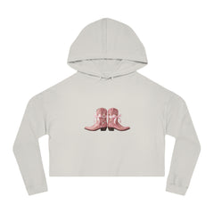 Cropped Hoodie with Pink Cowboy Boots Graphic
