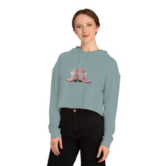 Cropped Hoodie with Pink Cowboy Boots Graphic