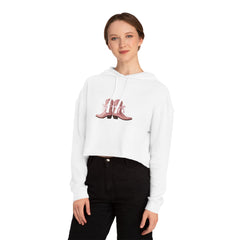 Cropped Hoodie with Pink Cowboy Boots Graphic